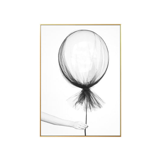 Canvas White Painting Minimalism Style Balloon Pencil Wall Art Decor, Multiple Sizes Clearhalo 'Art Gallery' 'Canvas Art' 'Contemporary Art Gallery' 'Contemporary Art' 'Minimalism' 'Minimalist Art Gallery' 'Scandinavian' Arts' 1658466