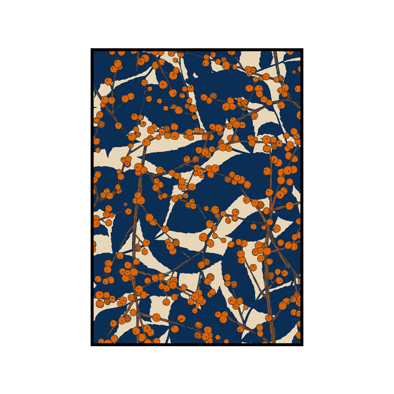 Vintage Blossom Branch Canvas Print Blue Textured Wall Art Decor for Living Room Clearhalo 'Arts' 'Canvas Art' 1658482