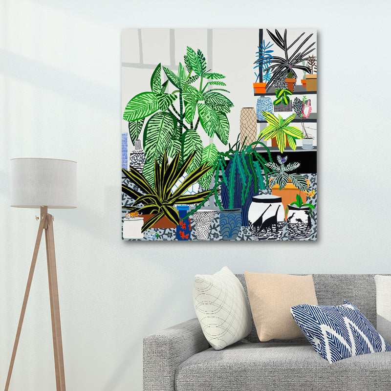Children's Art Potted Plant Canvas Study Room Wall Art Decor in Green, Multiple Sizes Available Clearhalo 'Art Gallery' 'Canvas Art' 'Kids' Arts' 1658496