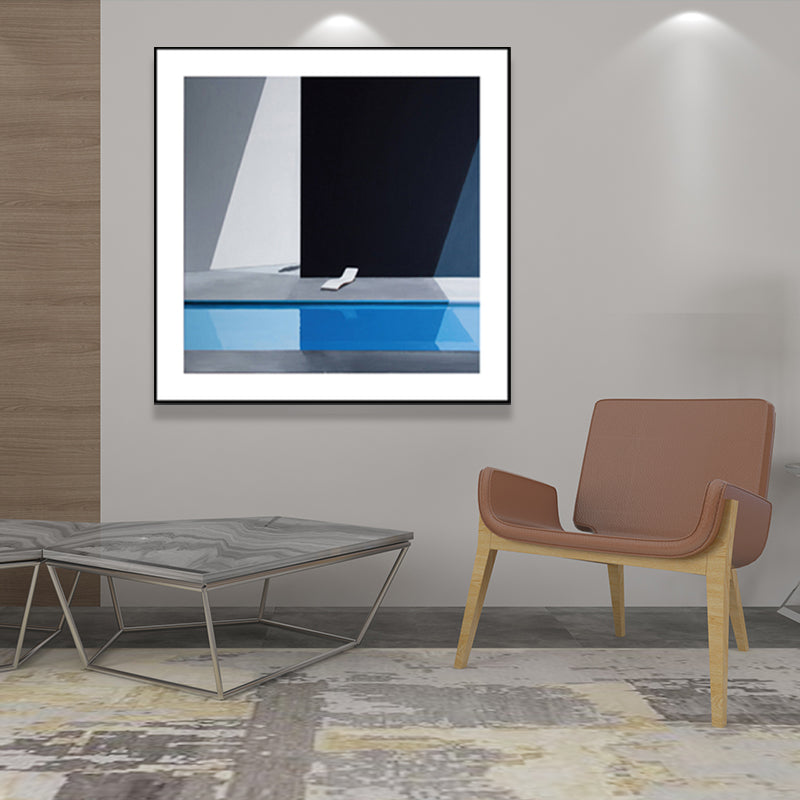 Nordic Canvas Print Dark Color Corner of a Building and Chair Wall Art Decor for Bedroom Clearhalo 'Arts' 'Canvas Art' 1658520