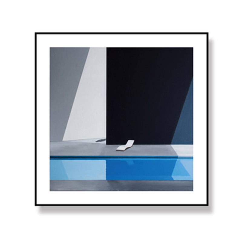 Nordic Canvas Print Dark Color Corner of a Building and Chair Wall Art Decor for Bedroom Clearhalo 'Arts' 'Canvas Art' 1658521