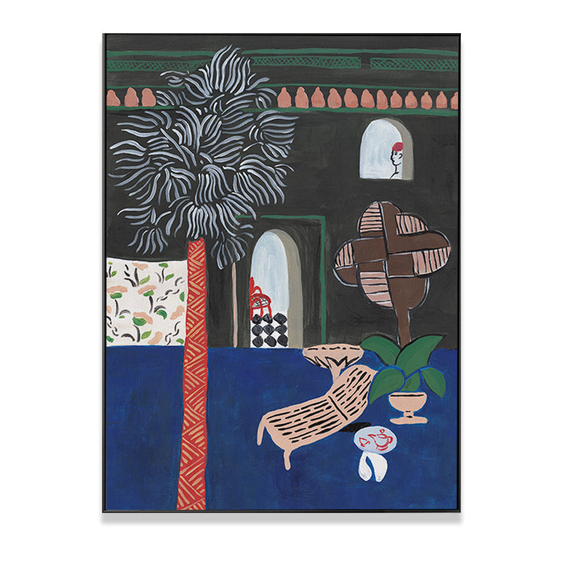 Childrens Art Patio View Painting Blue Textured Canvas Wall Decor for Sitting Room Clearhalo 'Arts' 'Canvas Art' 1658566