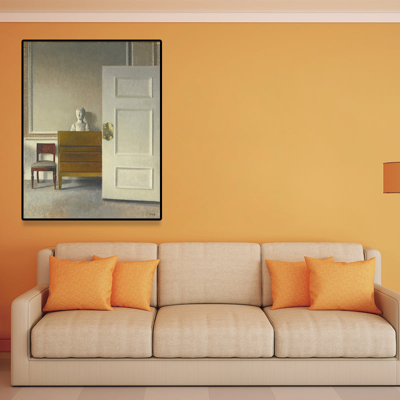 Inside the Room Wall Art Pastel Color Nostalgic Canvas Print for Home Gallery, Textured Yellow Clearhalo 'Arts' 'Canvas Art' 1658580