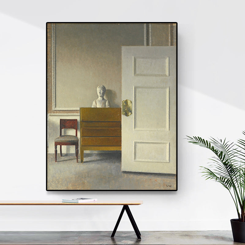 Inside the Room Wall Art Pastel Color Nostalgic Canvas Print voor Home Gallery, Textured