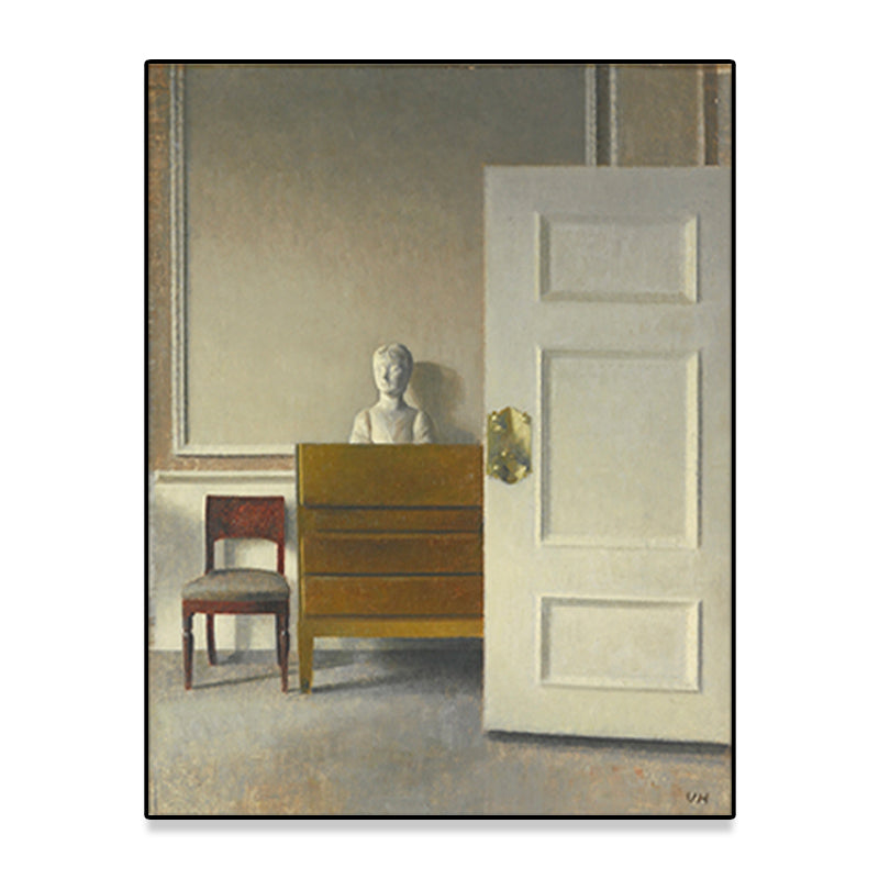 Inside the Room Wall Art Pastel Color Nostalgic Canvas Print for Home Gallery, Textured