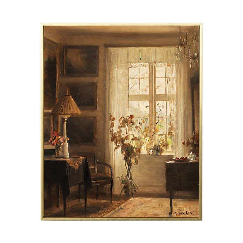 Vintage House Interiors Canvas Art Dark Color Still Life Painting for Dining Room Clearhalo 'Arts' 'Canvas Art' 1658606