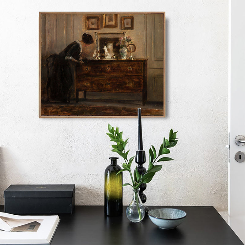 Vintage House Interiors Canvas Art Dark Color Still Life Painting for Dining Room Brown Clearhalo 'Arts' 'Canvas Art' 1658610