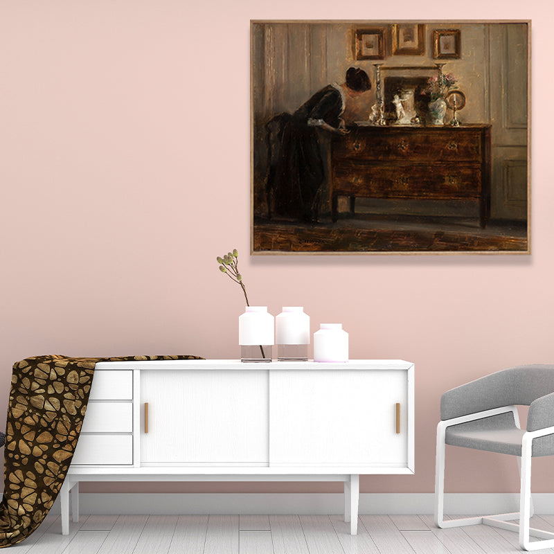 Vintage House Interiors Canvas Art Dark Color Still Life Painting for Dining Room Clearhalo 'Arts' 'Canvas Art' 1658612