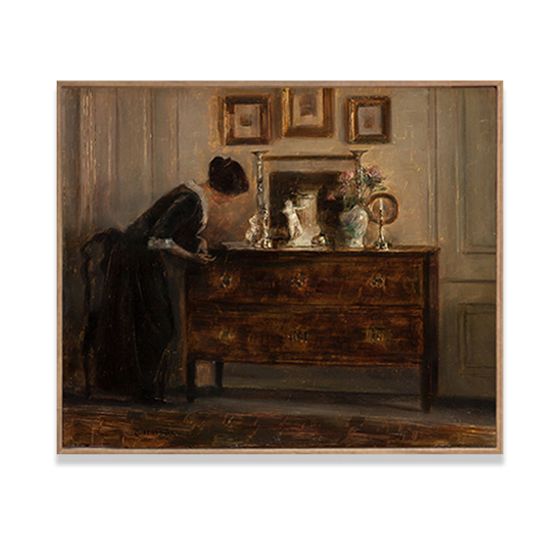 Vintage House Interiors Canvas Art Dark Color Still Life Painting for Dining Room Clearhalo 'Arts' 'Canvas Art' 1658613