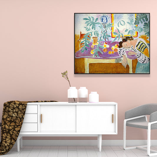 Fauvism Matisse Napping Painting Green Dining Room Wall Art, Textured Surface Clearhalo 'Art Gallery' 'Canvas Art' 'Contemporary Art Gallery' 'Modern' Arts' 1658642