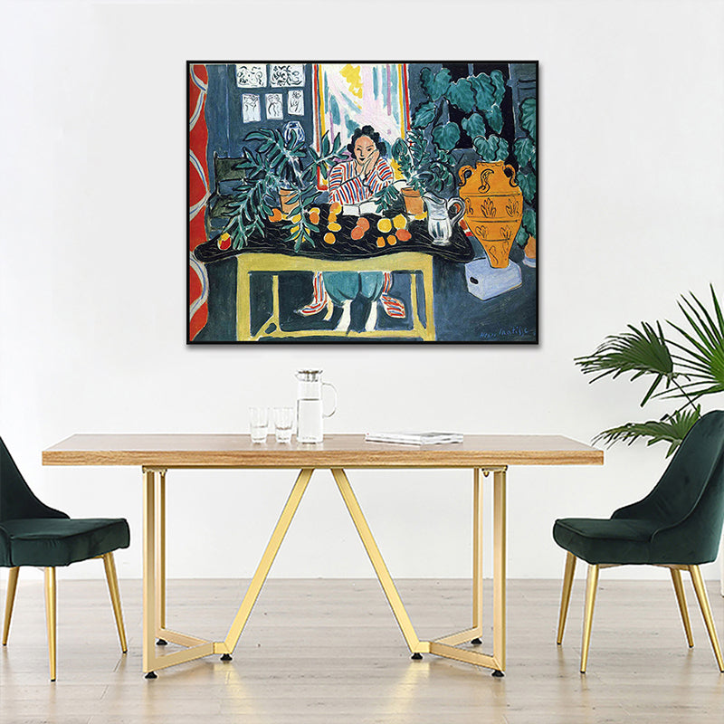 Fauvism Matisse Napping Painting Green Dining Room Wall Art, Textured Surface Clearhalo 'Art Gallery' 'Canvas Art' 'Contemporary Art Gallery' 'Modern' Arts' 1658648