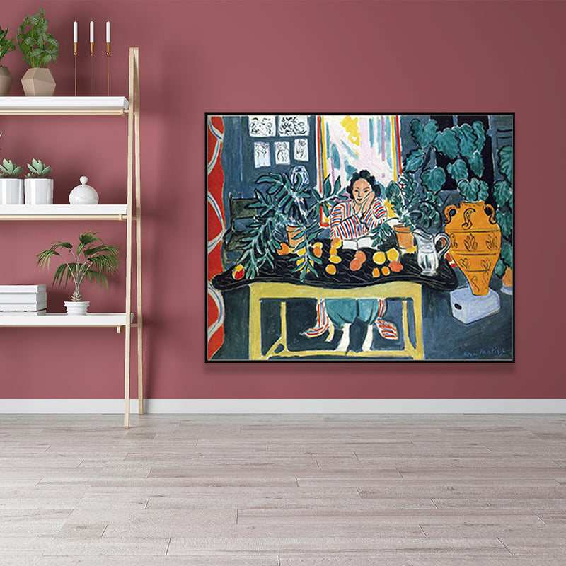 Fauvism Matisse Napping Painting Green Dining Room Wall Art, Textured Surface Clearhalo 'Art Gallery' 'Canvas Art' 'Contemporary Art Gallery' 'Modern' Arts' 1658649