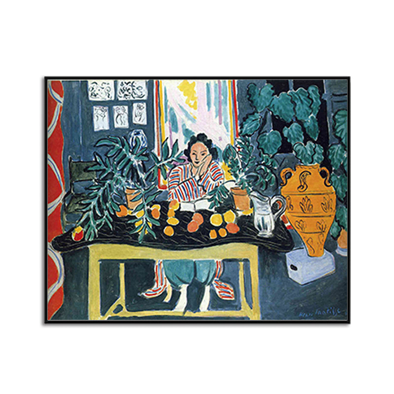 Fauvism Matisse Napping Painting Green Dining Room Wall Art, Textured Surface Clearhalo 'Art Gallery' 'Canvas Art' 'Contemporary Art Gallery' 'Modern' Arts' 1658650