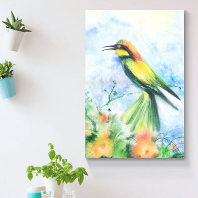 Birds and Flower Blossom Painting Farmhouse Textured Dining Room Canvas Wall Art Green Clearhalo 'Art Gallery' 'Canvas Art' 'Country Art Gallery' 'French Country' 'Rustic' Arts' 1658674
