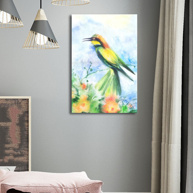 Birds and Flower Blossom Painting Farmhouse Textured Dining Room Canvas Wall Art Clearhalo 'Art Gallery' 'Canvas Art' 'Country Art Gallery' 'French Country' 'Rustic' Arts' 1658676