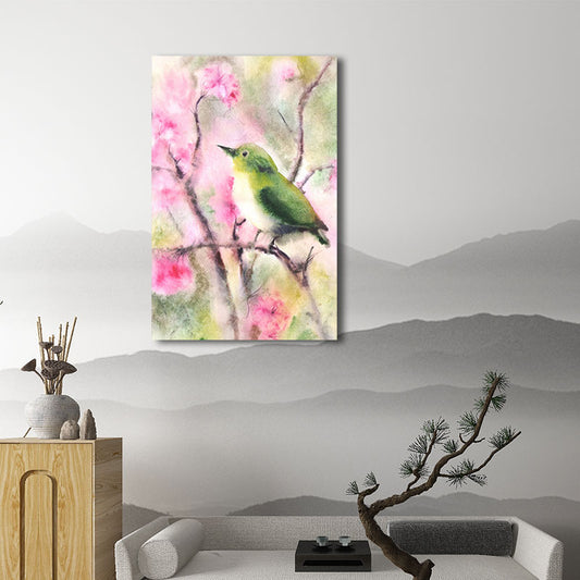Birds and Flower Blossom Painting Farmhouse Textured Dining Room Canvas Wall Art Clearhalo 'Art Gallery' 'Canvas Art' 'Country Art Gallery' 'French Country' 'Rustic' Arts' 1658682