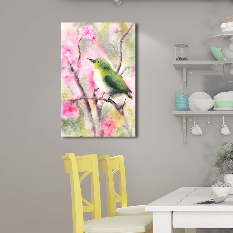 Birds and Flower Blossom Painting Farmhouse Textured Dining Room Canvas Wall Art Clearhalo 'Art Gallery' 'Canvas Art' 'Country Art Gallery' 'French Country' 'Rustic' Arts' 1658683
