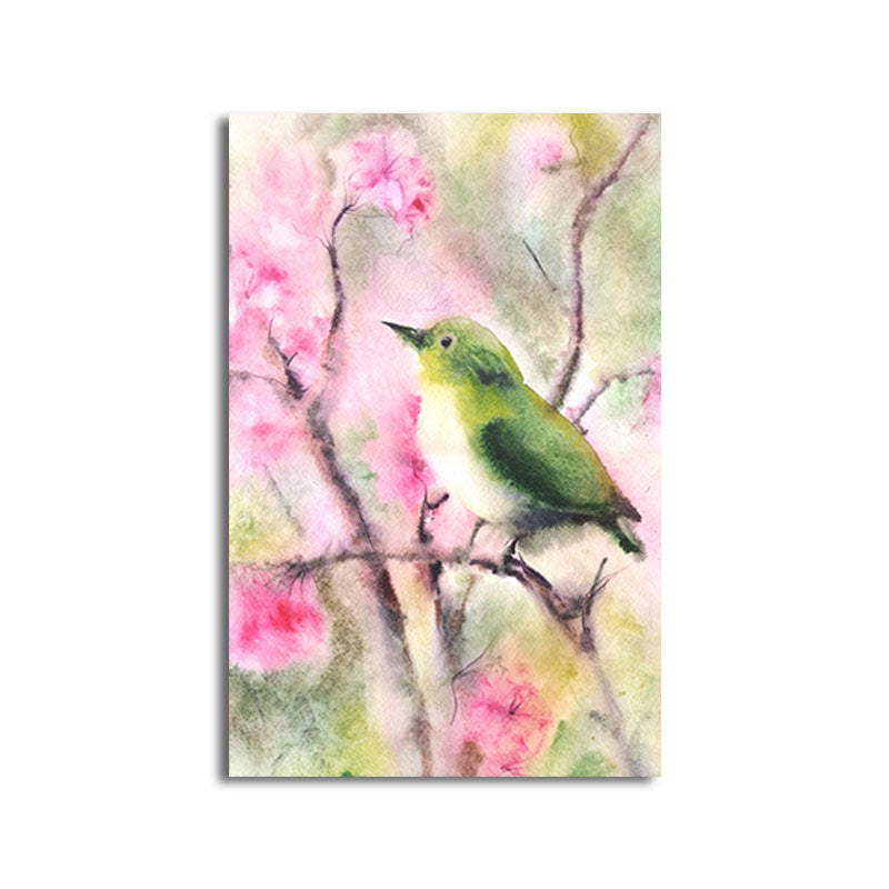 Birds and Flower Blossom Painting Farmhouse Textured Dining Room Canvas Wall Art Clearhalo 'Art Gallery' 'Canvas Art' 'Country Art Gallery' 'French Country' 'Rustic' Arts' 1658684