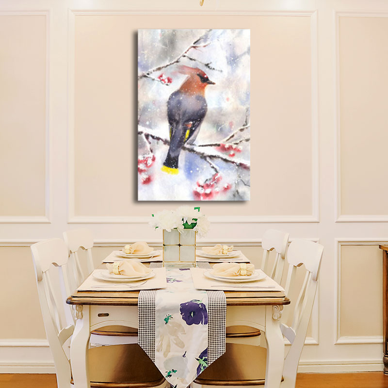 Birds and Flower Blossom Painting Farmhouse Textured Dining Room Canvas Wall Art Clearhalo 'Art Gallery' 'Canvas Art' 'Country Art Gallery' 'French Country' 'Rustic' Arts' 1658686