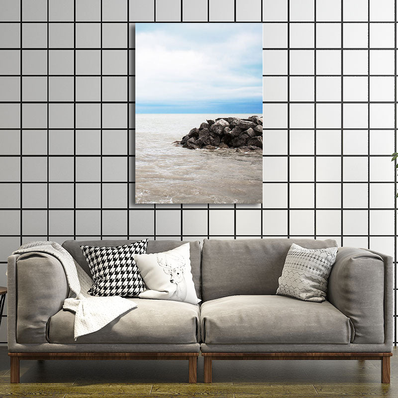 Textured Scenery Art Print Tropical Canvas Made Wall Decoration for Sitting Room Grey Clearhalo 'Art Gallery' 'Canvas Art' 'Coastal Art Gallery' 'Nautical' 'Tropical' Arts' 1658700