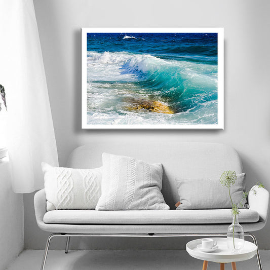 Blue Sea Surge Canvas Art Ocean Scenery Tropix Textured Wall Decor for Living Room Blue Clearhalo 'Art Gallery' 'Canvas Art' 'Coastal Art Gallery' 'Nautical' Arts' 1658708