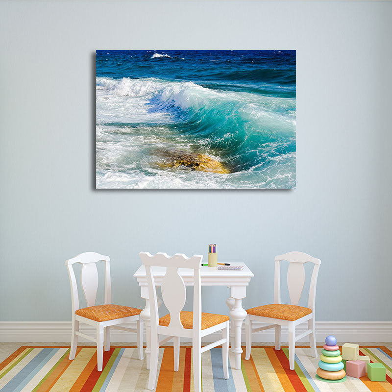 Blue Sea Surge Canvas Art Ocean Scenery Tropix Textured Wall Decor for Living Room Clearhalo 'Art Gallery' 'Canvas Art' 'Coastal Art Gallery' 'Nautical' Arts' 1658709