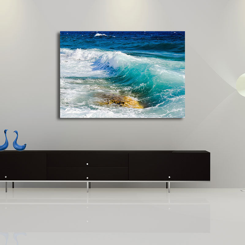 Blue Sea Surge Canvas Art Ocean Scenery Tropix Textured Wall Decor for Living Room Clearhalo 'Art Gallery' 'Canvas Art' 'Coastal Art Gallery' 'Nautical' Arts' 1658710