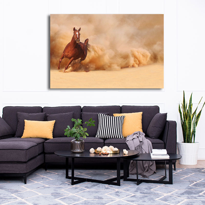 Fine Horses Wall Art Textured Contemporary Living Room Canvas Print in Dark Color Brown Clearhalo 'Art Gallery' 'Canvas Art' 'Contemporary Art Gallery' 'Modern' Arts' 1658715