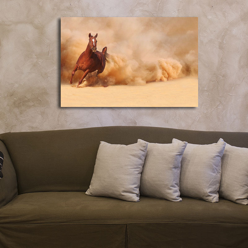 Fine Horses Wall Art Textured Contemporary Living Room Canvas Print in Dark Color Clearhalo 'Art Gallery' 'Canvas Art' 'Contemporary Art Gallery' 'Modern' Arts' 1658716