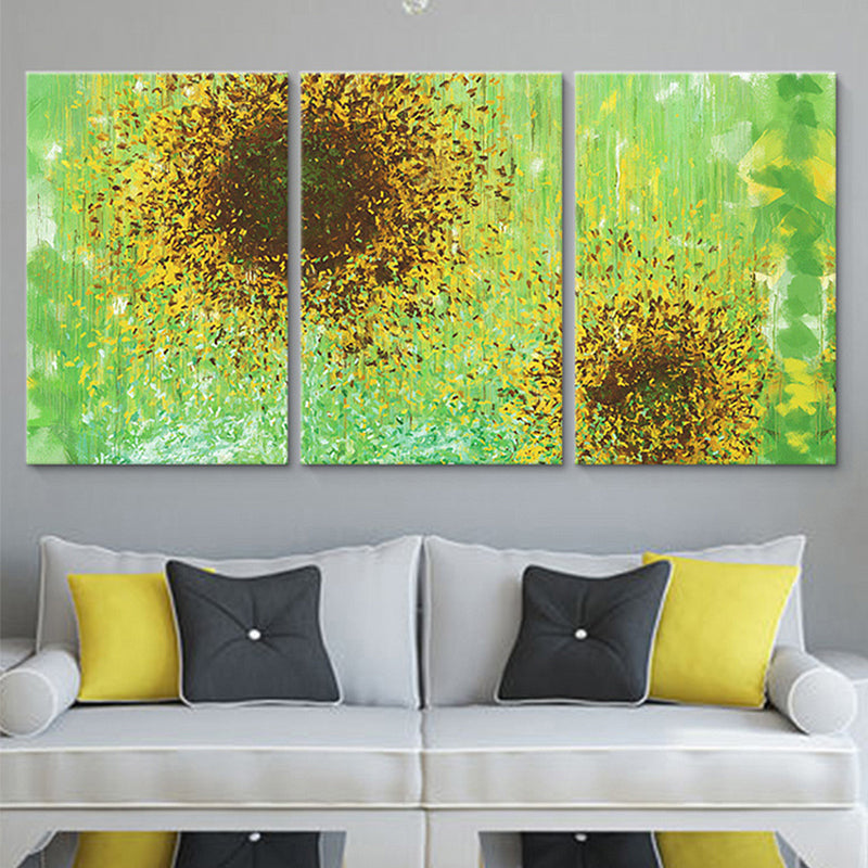 Sunflowers Painting Canvas Print Contemporary Multi-Piece Wall Art in Yellow-Green Yellow Clearhalo 'Art Gallery' 'Canvas Art' 'Traditional' Arts' 1658740