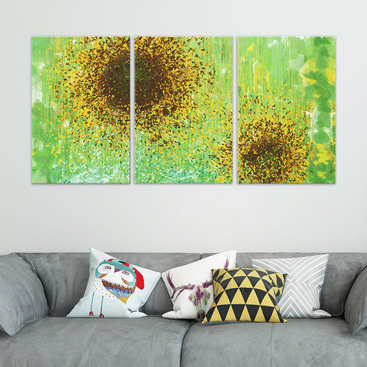 Sunflowers Painting Canvas Print Contemporary Multi-Piece Wall Art in Yellow-Green Clearhalo 'Art Gallery' 'Canvas Art' 'Traditional' Arts' 1658741