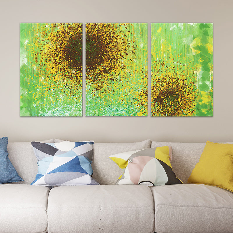 Sunflowers Painting Canvas Print Contemporary Multi-Piece Wall Art in Yellow-Green Clearhalo 'Art Gallery' 'Canvas Art' 'Traditional' Arts' 1658742