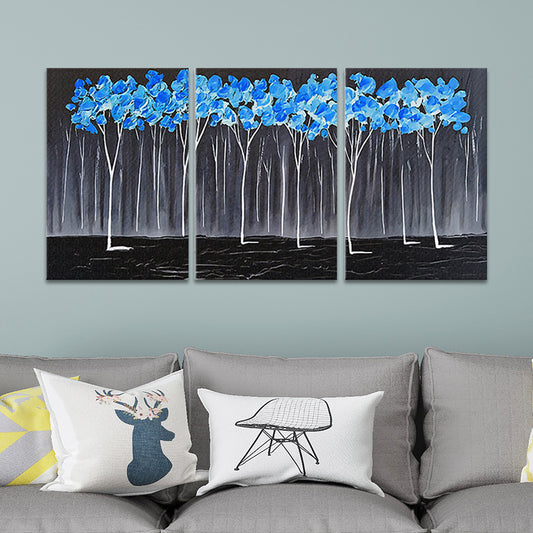 Blue Trees Painting Floral Traditional Multi-Piece Canvas Wall Art for Living Room Clearhalo 'Art Gallery' 'Canvas Art' 'Traditional' Arts' 1658763