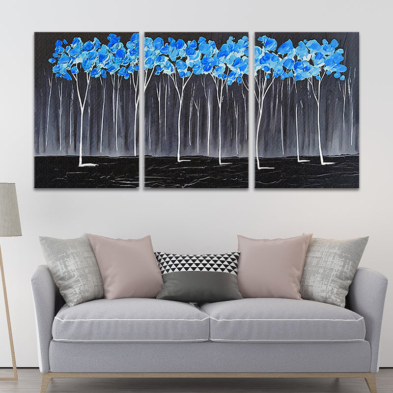 Blue Trees Painting Floral Traditional Multi-Piece Canvas Wall Art for Living Room Clearhalo 'Art Gallery' 'Canvas Art' 'Traditional' Arts' 1658764