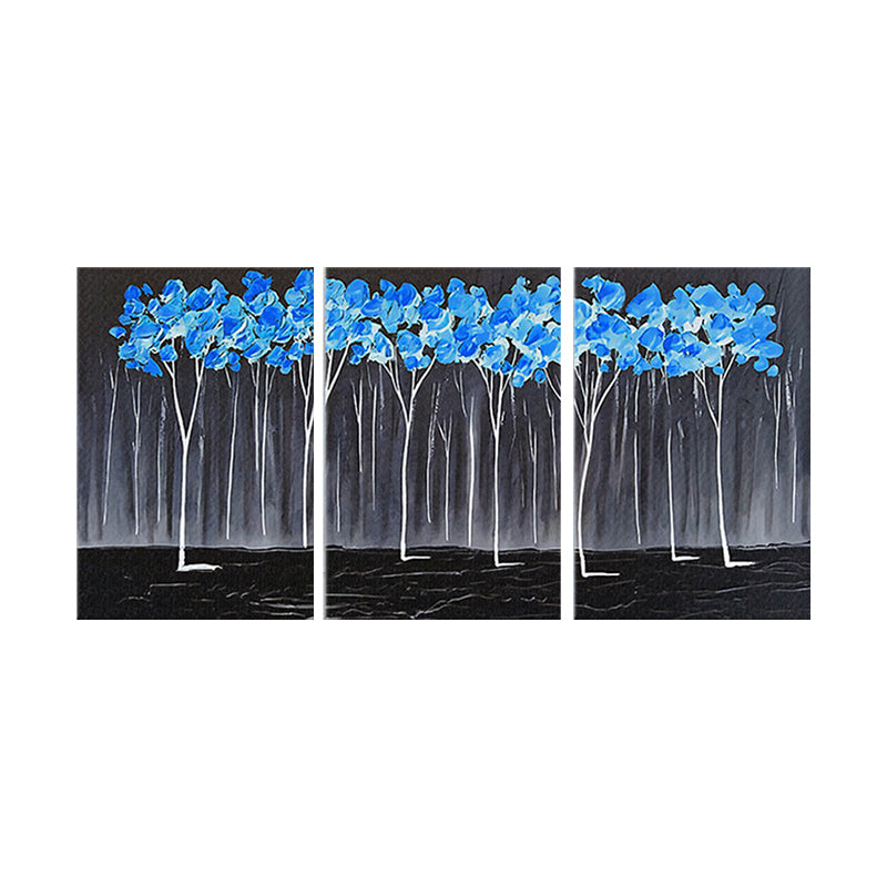 Blue Trees Painting Floral Traditional Multi-Piece Canvas Wall Art for Living Room Clearhalo 'Art Gallery' 'Canvas Art' 'Traditional' Arts' 1658765