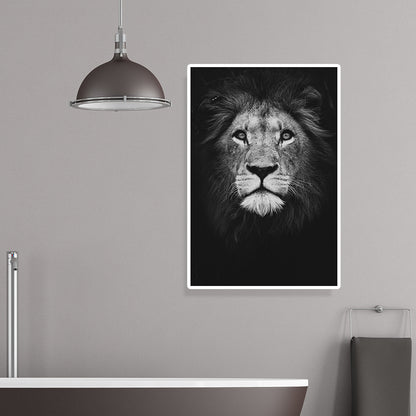 Dark Color Lion Head Canvas Art Wild Animal Modern Textured Wall Decor for Bedroom Grey Clearhalo 'Art Gallery' 'Canvas Art' 'Contemporary Art Gallery' 'Modern' Arts' 1658769
