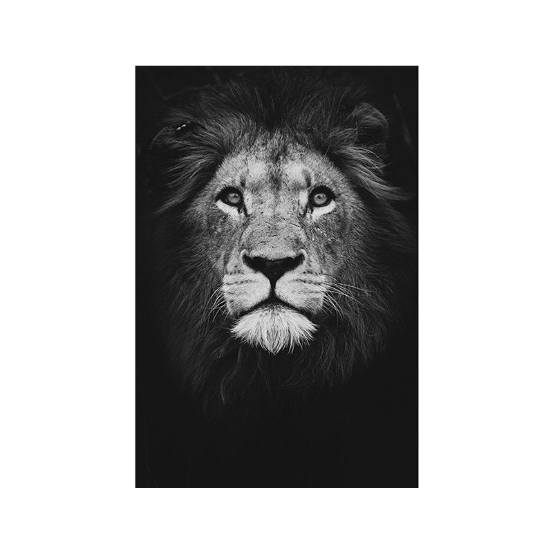 Dark Color Lion Head Canvas Art Wild Animal Modern Textured Wall Decor for Bedroom Clearhalo 'Art Gallery' 'Canvas Art' 'Contemporary Art Gallery' 'Modern' Arts' 1658772