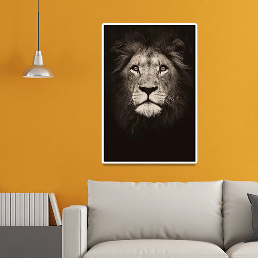 Dark Color Lion Head Canvas Art Wild Animal Modern Textured Wall Decor for Bedroom Brown Clearhalo 'Art Gallery' 'Canvas Art' 'Contemporary Art Gallery' 'Modern' Arts' 1658776