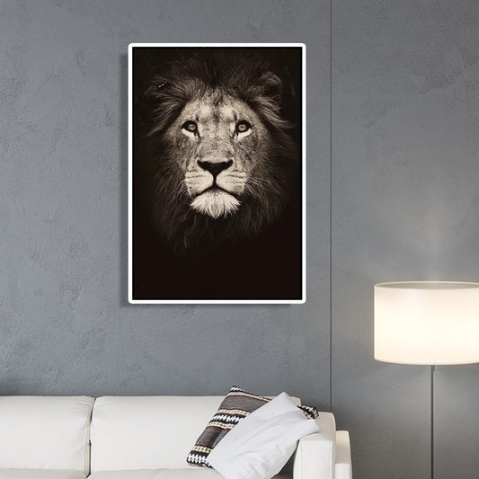 Dark Color Lion Head Canvas Art Wild Animal Modern Textured Wall Decor for Bedroom Clearhalo 'Art Gallery' 'Canvas Art' 'Contemporary Art Gallery' 'Modern' Arts' 1658777