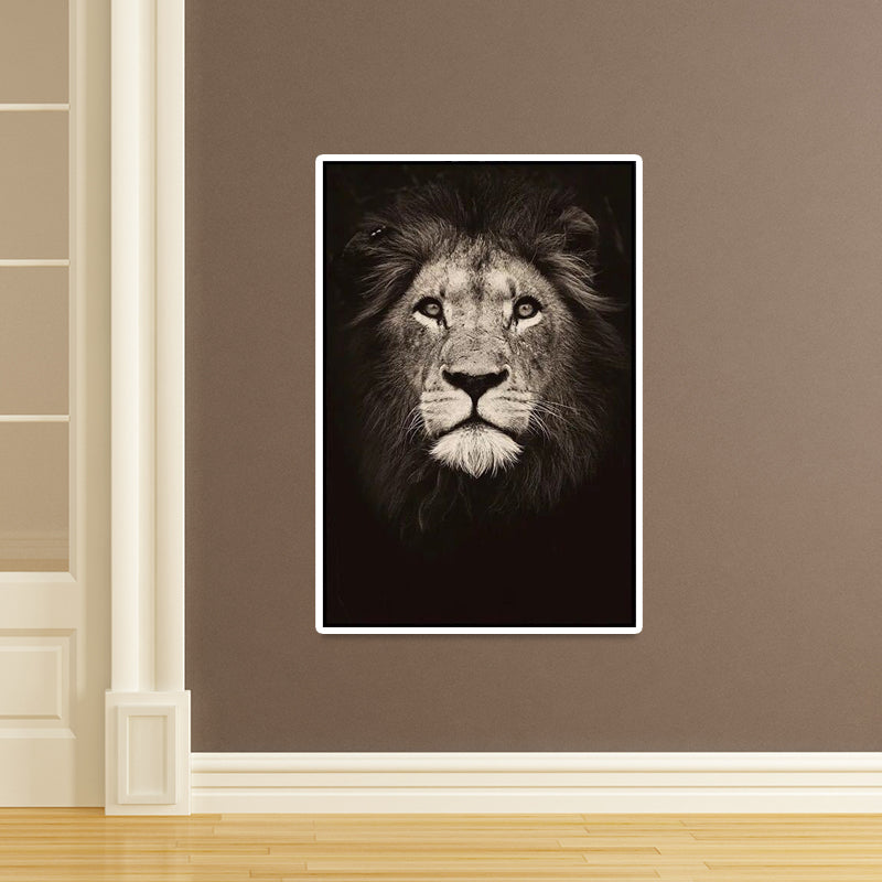 Dark Color Lion Head Canvas Art Wild Animal Modern Textured Wall Decor for Bedroom Clearhalo 'Art Gallery' 'Canvas Art' 'Contemporary Art Gallery' 'Modern' Arts' 1658778