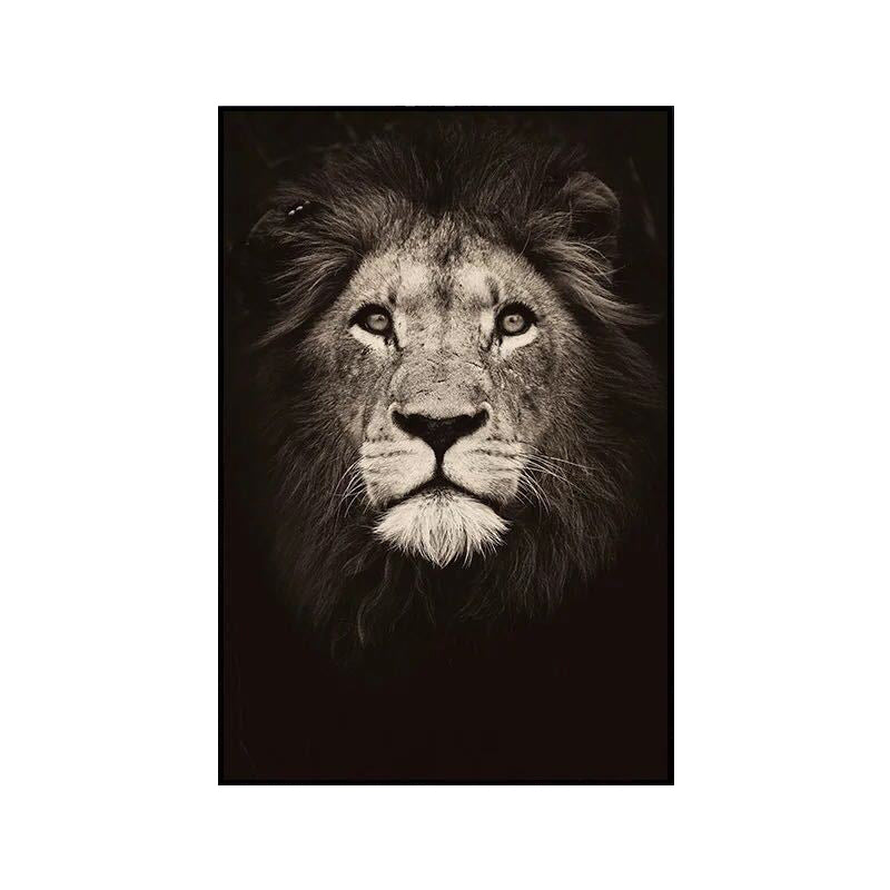 Dark Color Lion Head Canvas Art Wild Animal Modern Textured Wall Decor for Bedroom Clearhalo 'Art Gallery' 'Canvas Art' 'Contemporary Art Gallery' 'Modern' Arts' 1658779