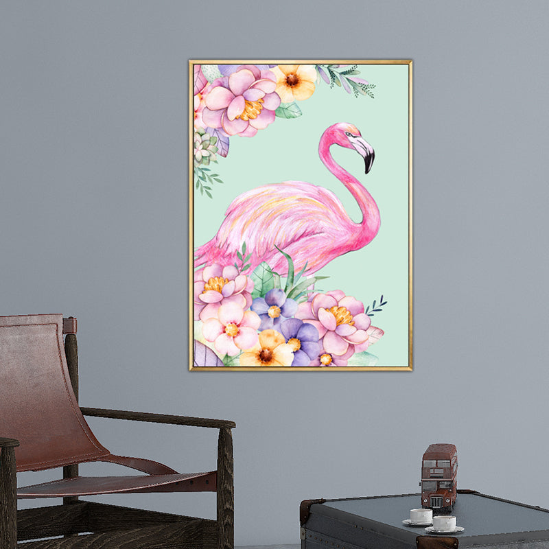 Kids Fantasy Animal Art Print Pink Textured Surface Wall Decoration for Living Room Clearhalo 'Art Gallery' 'Canvas Art' 'Kids' Arts' 1658807