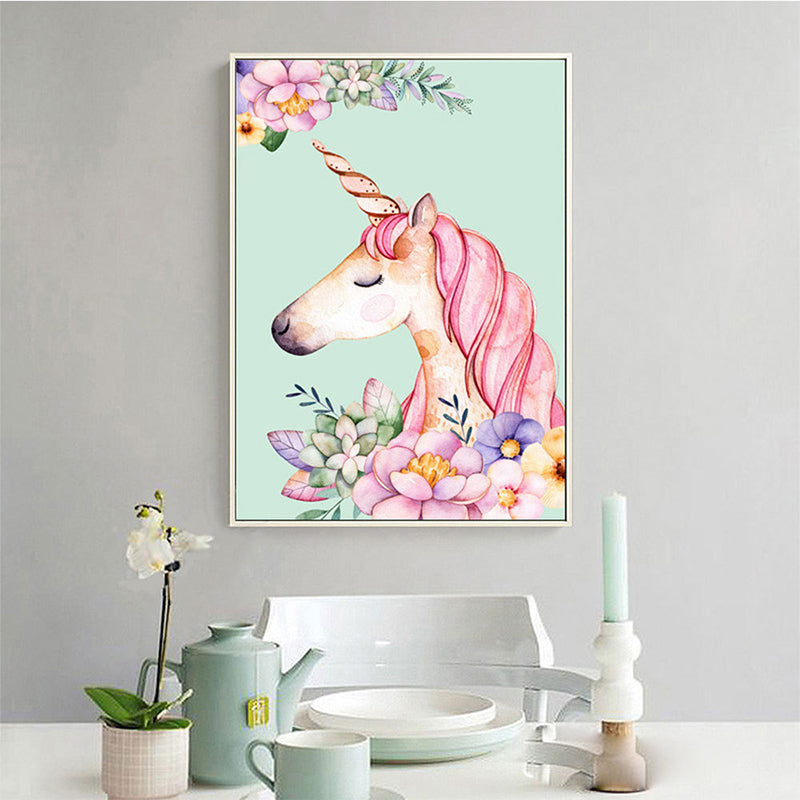 Kids Fantasy Animal Art Print Pink Textured Surface Wall Decoration for Living Room Pink Design 2 Clearhalo 'Art Gallery' 'Canvas Art' 'Kids' Arts' 1658809