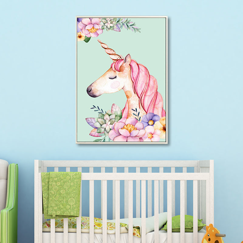 Kids Fantasy Animal Art Print Pink Textured Surface Wall Decoration for Living Room Clearhalo 'Art Gallery' 'Canvas Art' 'Kids' Arts' 1658810