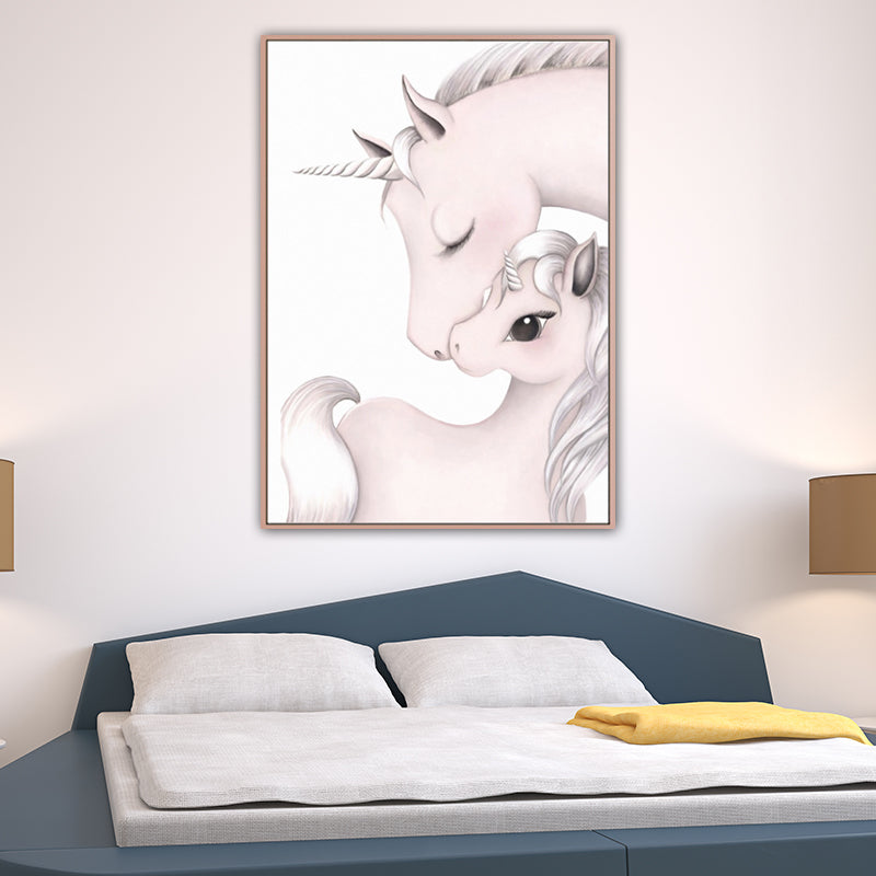 Cartoon Pony Painting Canvas Wall Art Pink Fantasy Wall Decor for Baby Girls Room Clearhalo 'Art Gallery' 'Canvas Art' 'Kids' Arts' 1658832