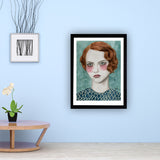 Girl Drawing Wall Art Decor Green Traditional Canvas for House Interior, Textured Green Clearhalo 'Art Gallery' 'Canvas Art' 'Traditional' Arts' 1658856
