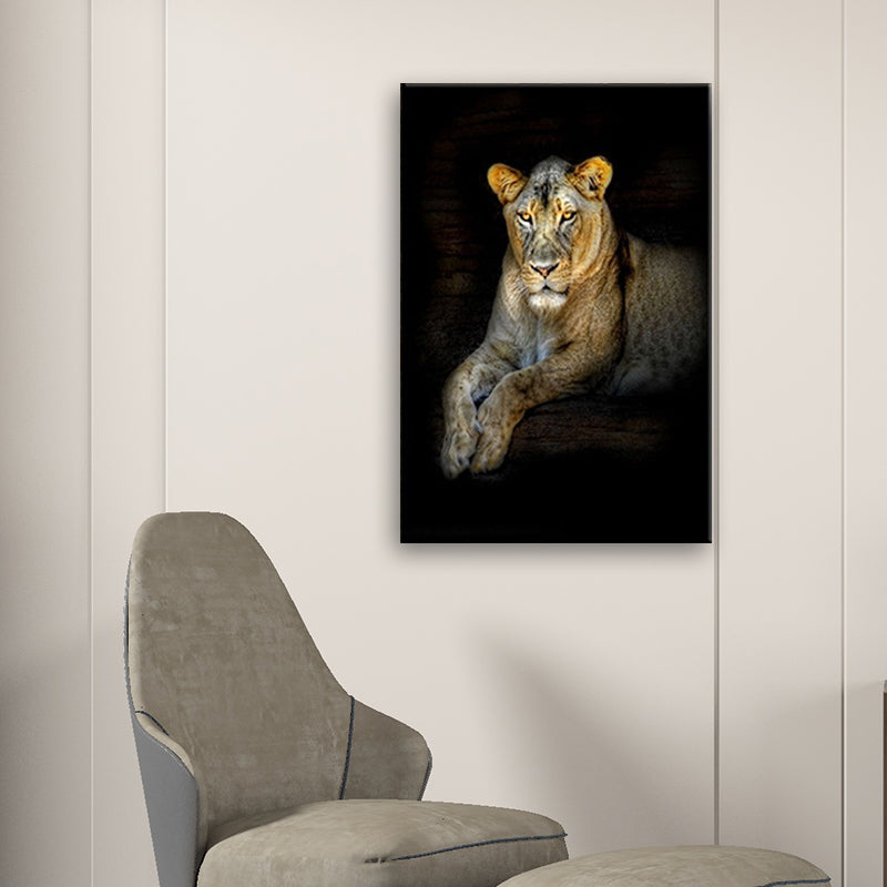 Photography Wild Animals Wall Art Decor for Living Room, Dark Color, Textured Surface Brown Clearhalo 'Art Gallery' 'Canvas Art' 'Contemporary Art Gallery' 'Modern' Arts' 1658868