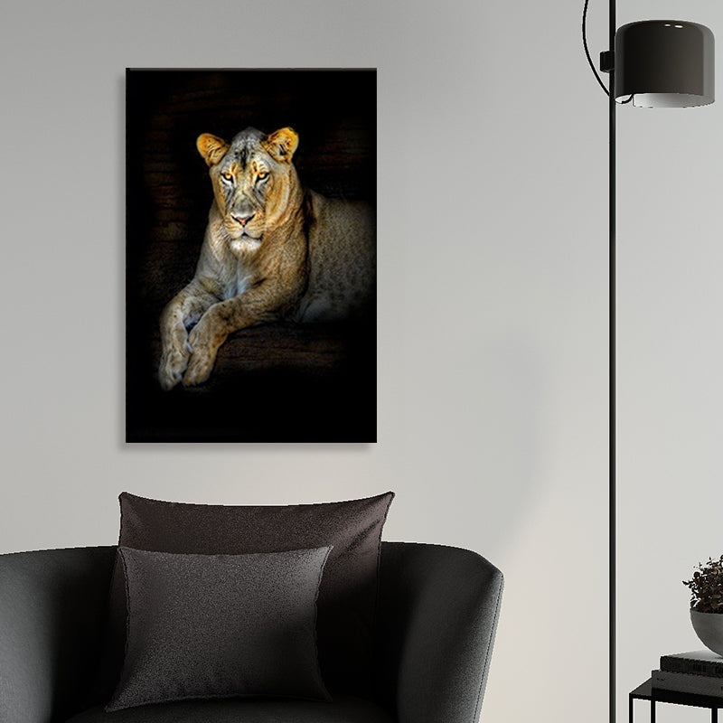 Photography Wild Animals Wall Art Decor for Living Room, Dark Color, Textured Surface Clearhalo 'Art Gallery' 'Canvas Art' 'Contemporary Art Gallery' 'Modern' Arts' 1658870