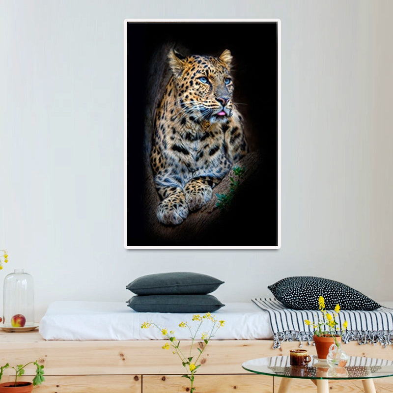 Photography Wild Animals Wall Art Decor for Living Room, Dark Color, Textured Surface Blue Clearhalo 'Art Gallery' 'Canvas Art' 'Contemporary Art Gallery' 'Modern' Arts' 1658872