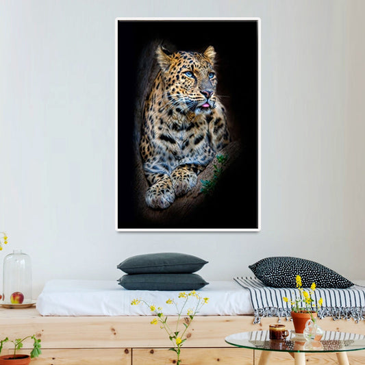 Photography Wild Animals Wall Art Decor for Living Room, Dark Color, Textured Surface Blue Clearhalo 'Art Gallery' 'Canvas Art' 'Contemporary Art Gallery' 'Modern' Arts' 1658872